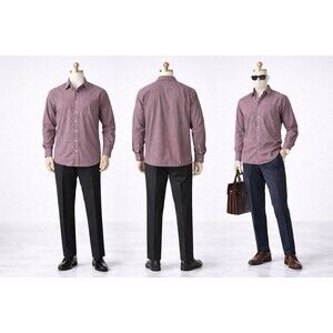 George XL Plaid Button Down Shirt Burgundy White Check Long Sleeve Y2K VTG Class